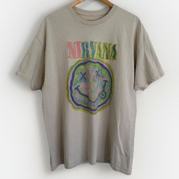 NIRVANA Other - Nirvana Graphic Band Tee Tan Tie Dye Logo XL Cotton